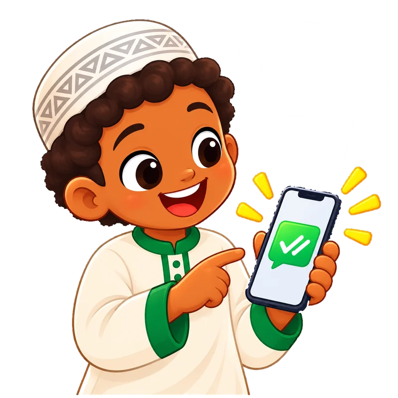 Un garçon montre son téléphone : le message WhatsApp est bien envoyé
